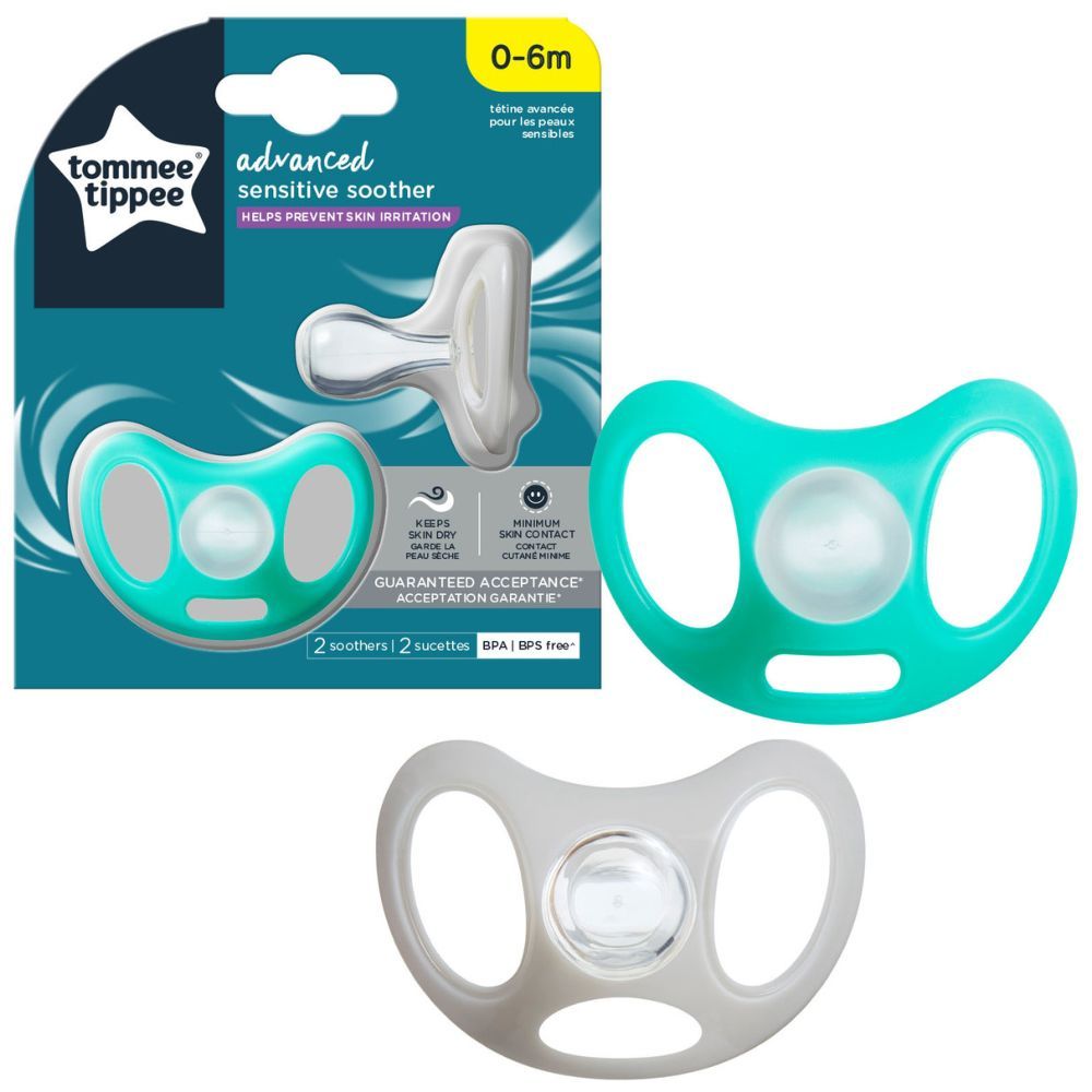 TOMMEE TIPPEE SUCETTES CLOSER TO NATURE SENSITIVE X2 BLEU / GRIS 0-6 MOIS