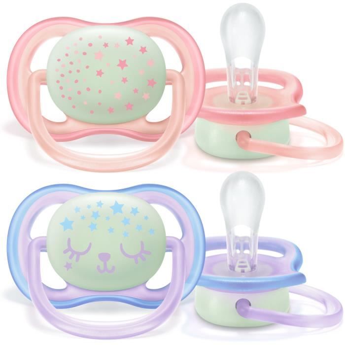 PHILIPS AVENT PACK 2  SUCETTES ULTRA AIR NIGHT FILLE 0-6M