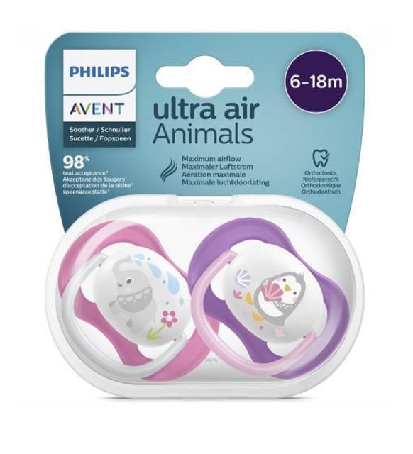 PHILIPS AVENT PACK 2 SUCETTES ULTRA AIR FILLE 6-18 MOIS