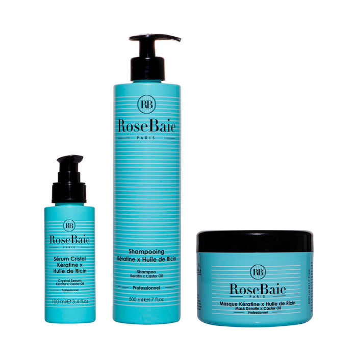 RoseBaie Trio Huile de Ricin Shampoing Masque et Sérum