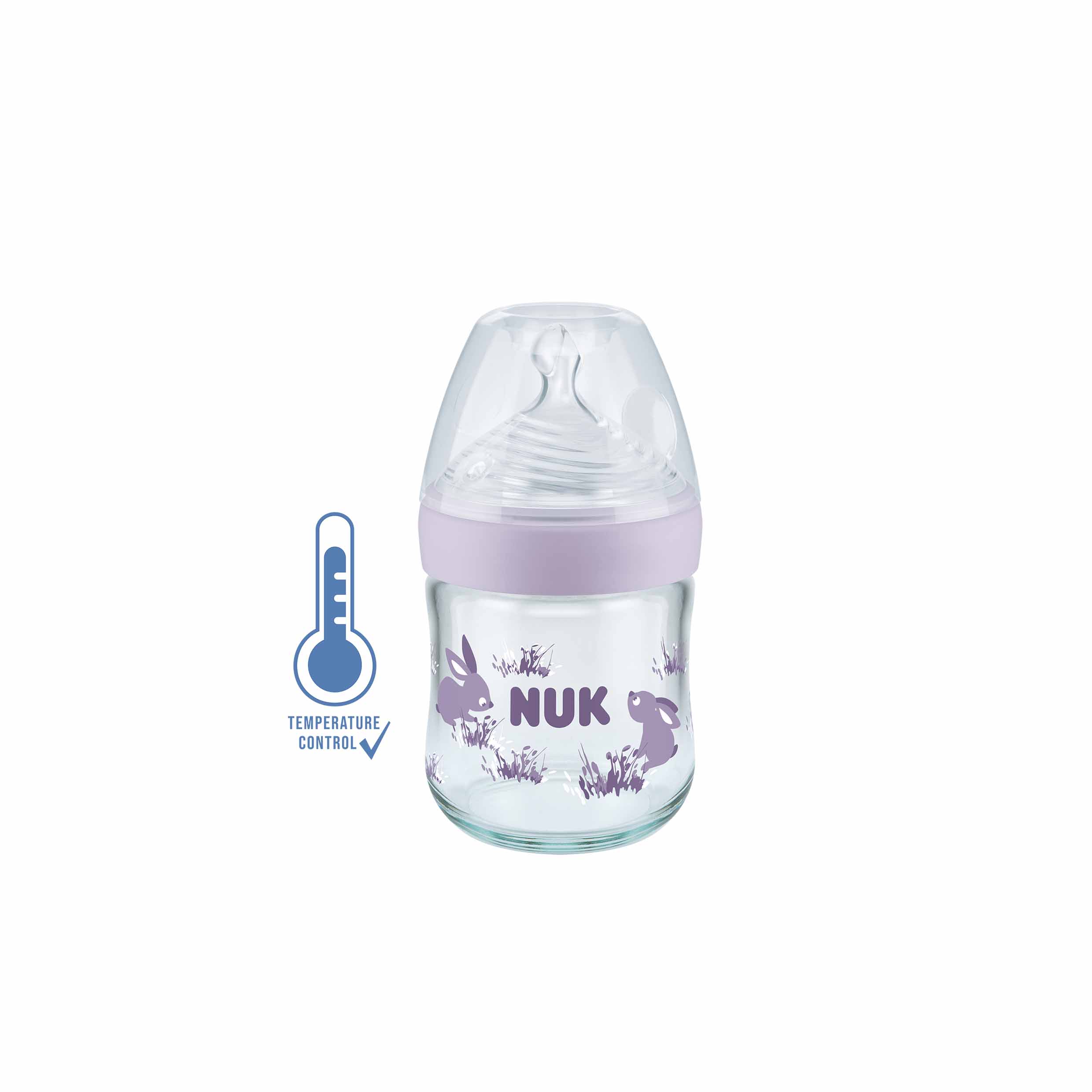 NUK NATURE SENSE BIBERON EN VERRE - VIOLET 120ML