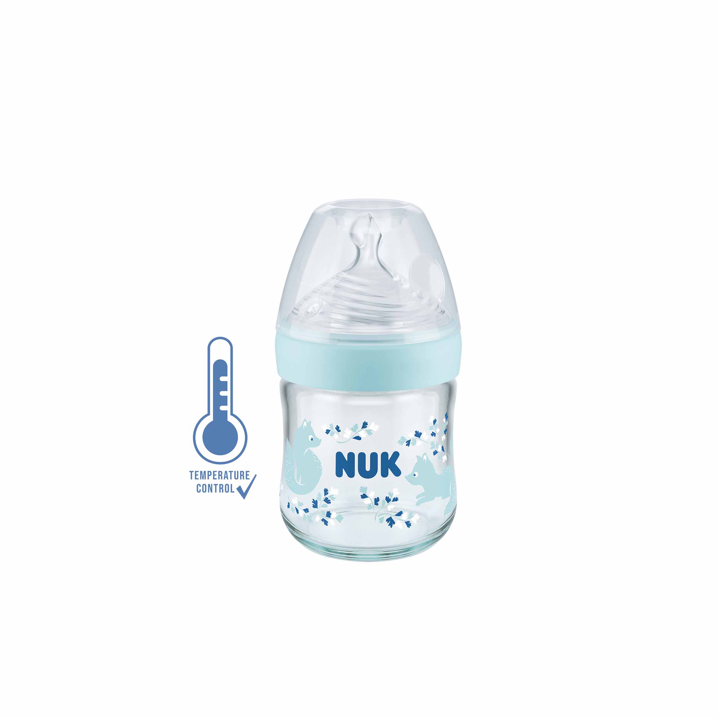 NUK NATURE SENSE BIBERON EN VERRE - BLEU 120ML