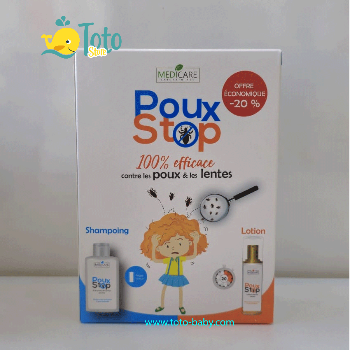 Medicare POUXSTOP Shampooing Anti Poux + Lotion Assainissante