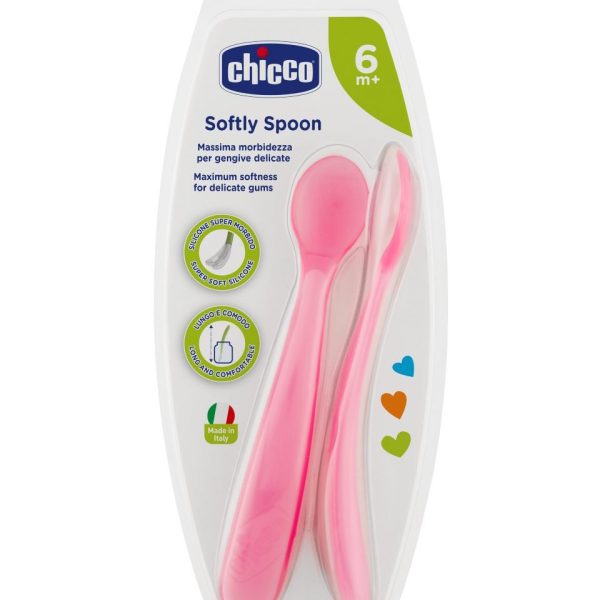 Chicco Cuillère en silicone Rose 6m+