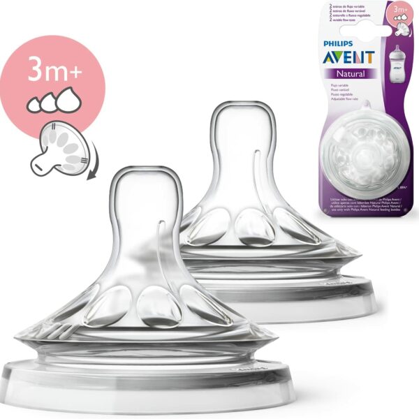 AVENT LOT 2 TÉTINES NATURAL DEBIT VARIABLE 3M+