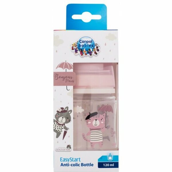 CANPOL BABIES EASYSTART BIBERON ANTI-COLIC ROSE 120ML BONJOUR PARIS