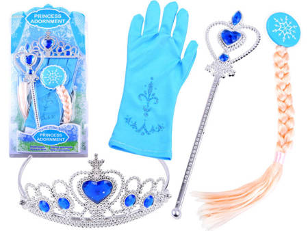 ENSEMBLE DE TRESSES ELSA, DIADÈME DE PRINCESSE DE CONTE DE FÉES, SCEPTRE