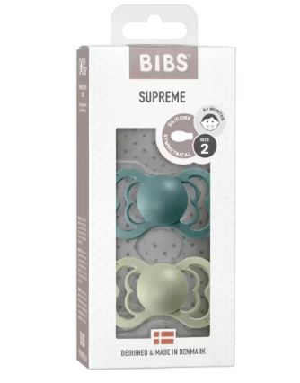Sucette BIBS Couture Caoutchouc Bleu Etang/Vert Sauge 6-18 mois