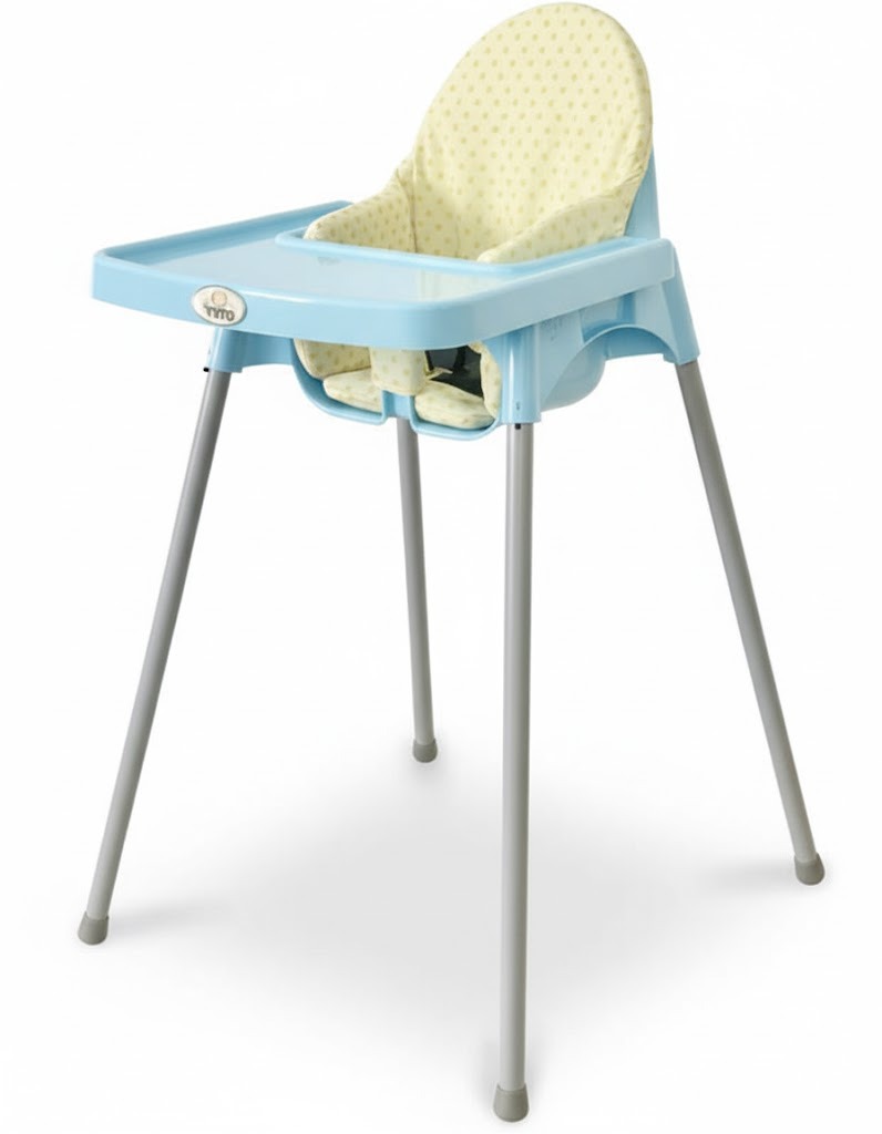 Chaise Haute Bébé Bleu + jaune
