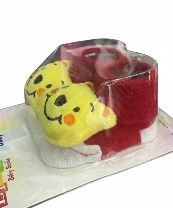 Chaussettes de bébé Poussin Jaune et Rouges