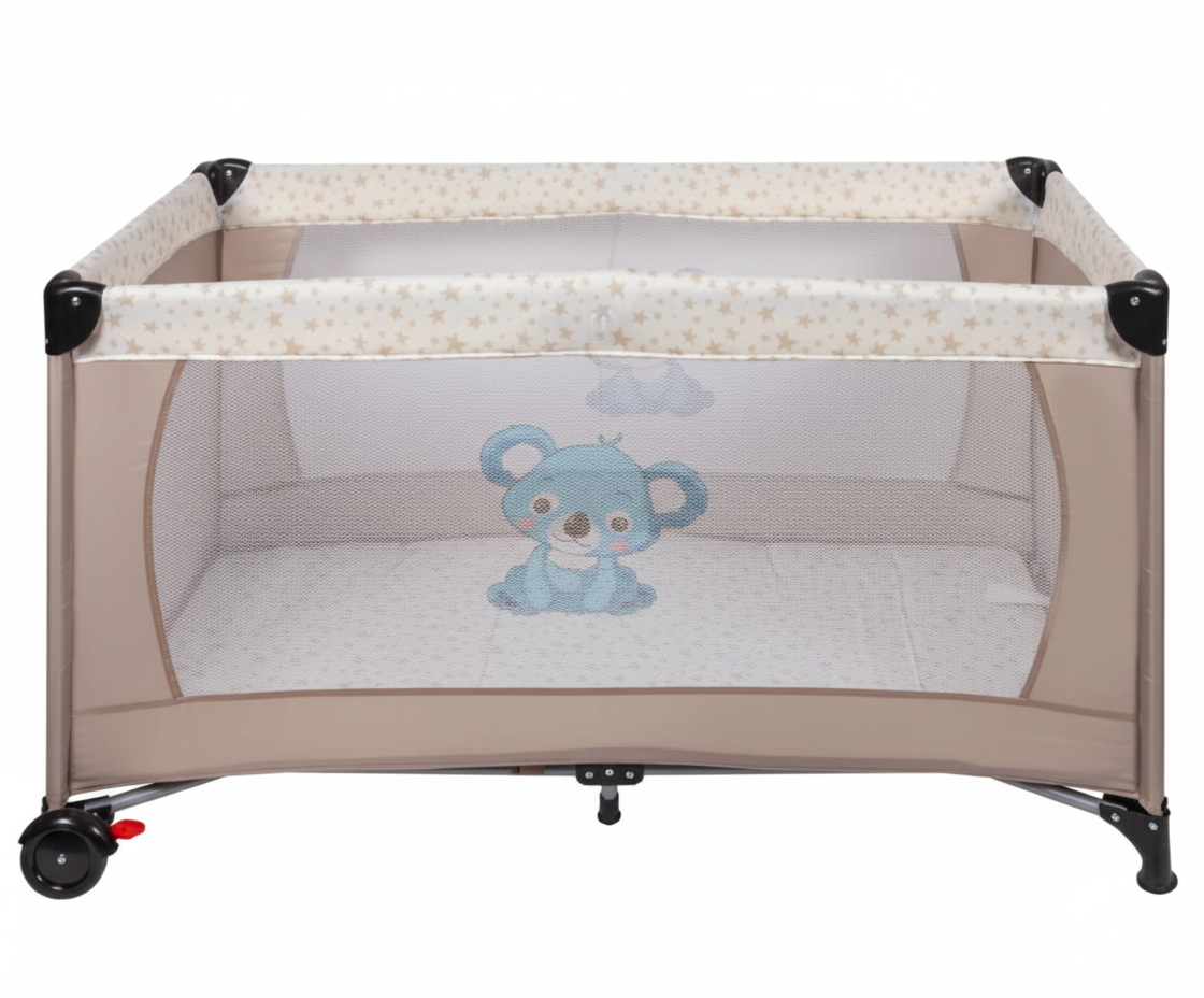 Parc Lit KOALA Bello Réglable - Beige & Grège (2)