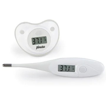 Set Thermomètre Digital Bébé Alecto - Sucette et Thermomètre Oral/Axillaire